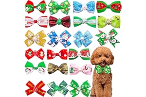 BIPY 20PCS Christmas Dog Bowties Bulk for Pet Small Animals Medium Dogs Cats Puppy Xmas Bow Ties Adjustable Collars Assorted Random Styles for Party Grooming Accessories