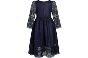 BONNY BILLY Robe Fille Cérémonie Soirée Mariage Noël Dentelle Tulle Longue Robe Enfant Fille