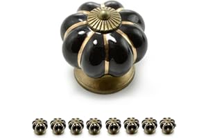 ‎GANZOO Ganzoo Set Möbelknöpfe „Krone“ aus Porzellan mit antik Bronze Verzierung, (Set in vielen verschiedenen Farben erhältlich) Vintage Schrankknauf aus Keramik, Möbelgriff, Marke (8er SET, Schwarz)