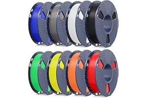 SUNLU PLA 3D Printer Filament Bundle, Multicolor PLA Filament 1.75mm, 2kg in Total, 0.25kg Spool, 8 Rolls of 250g, Black+White+Grey+Red+Klein Blue+Orange+Green+Yellow