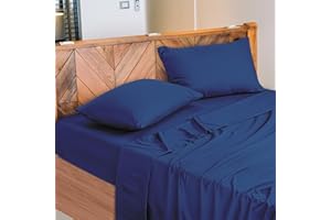 NARCISO - Lenzuola Matrimoniali 100% Cotone Made in Italy, Completo Letto Matrimoniale Composto da 1 Lenzuolo Sotto con Angoli 180x200, 1 Lenzuolo Sopra 240x290, 2 Federe Cuscini 50x80cm (Blu)