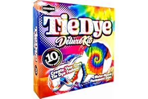 KUMBER Tie Dye Kit Kids & Adults - 10 Colours with Extra Dye Powder, Rubber Bands, Gloves, Surface Cover & Funnel - Art and Craft Kit for Kids and Adults - Fabric Dye for Clothes, Games & Activities