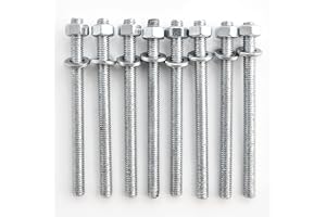 B.A.U.Q.O.O. BAUQOO Barre Filettate M8 Certificate In Acciaio 8.8 Zincato ad Alta Resistenza 8 Pezzi Lunghezza 9 cm Dadi M8