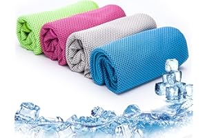 EPFHR Set di 4 panni refrigeranti in microfibra, 100 x 30 cm, per sport, fitness, raffreddare il collo, per yoga, golf, palestra, spiaggia, trekking, corsa