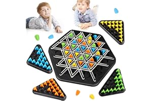 YARVPUV Triggle Game, Triggle Game with Rubber Bands, Chain Triangle Chess Game, Triggle Triangle Chess Board Game for Family Reunions, Children, Adults