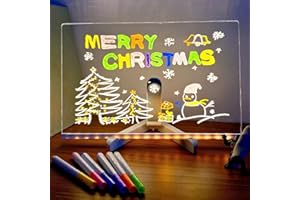 GAOGODOT Lavagna luminosa in acrilico con 7 colori Penna/Stand, Lavagna Memo LED cancellabile, Arte Creativa Words Desktop Illuminato, lavagna magic note per ufficio Cafe School Casa Bambini(30 * 20cm)