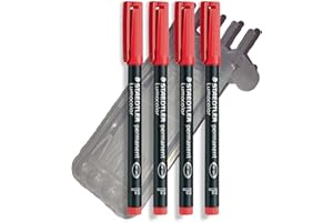 Staedtler FEIN sfera penna universale schermo penna | Lumocolor Permanent, Staedtler Box, rosso, 4er Pack F Spitze