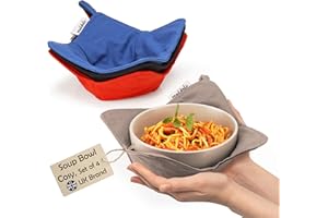Muldale Microwave Bowl Holder for Soup - Microwave Bowl Cosy Set of 4 Machine Washable - Dish Hugger for Hot Food - Heat Resistant - Dish Cosies
