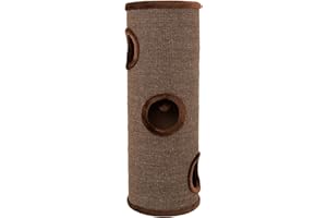 LIONTO dibea Pluszowy pojemnik na drapak z platformą i piłką do gry, wieża do drapania, wysokość 100 cm, brązowy