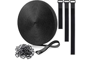 WDJLNZB Bridas Reutilizables, 12.5 m, 60 hebillas Sujeta Cables, Correas Corte Libre, Cierre de Velcro, Gancho y Bucle Organizador Multiusos para Oficina, Hogar (Black)
