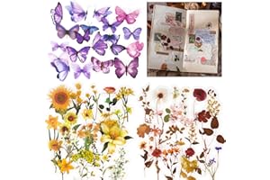 BHGT 120 Pz Adesivi Scrapbooking Fiori Adesivi Decorativi Vintage Farfalla Piante Decoupage Floreali Decorazione Scrapbooking Diario Calendario Cartolina d’auguri Album Fai da Te