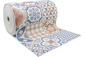 Giuri Tessuti - PASSATOIA per Cucina in Vinile - Tappeto Runner Antiscivolo e Lavabile in PVC - Largo 50 cm (180 CM, SUMMER TILES)