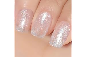 YTD Likomey Smalto Semipermanente per Unghie in gel,15ml Sirena Bianca Traslucido Gelatina di Cristallo Naturale Olografica Scintillante Smalti Semipermanenti Jelly Glitter Gel