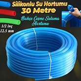 Badem10 Bah&ccedil;e &Ccedil;eşme Su Hortumu İ&ccedil; &Ccedil;ap 1/2 Naturel Silikonlu Sulama Ara&ccedil; Yıkama Hortum 30 Metre
