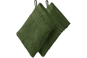‎REDBEST REDBEST Waschhandschuh, Waschlappen New York 2er- Pack dunkelgrün Größe 15x21 cm - leichte, weiche Qualität, saugstark, sehr strapazierfähig, 100% Baumwolle
