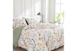 TTCM Funda Nordica Cama 150, Funda Nordica 220 x 240 cm, Incluye 1 Fibra Ultrafina con Estampado Floral Funda Nórdica 220x240 cm + 2 Funda Almohada 50x75 cm, con Cremallera, Verde