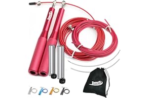 InnoTi Corda per Saltare Professionale - Con o Senza Pesi - Corda Crossfit ad Alta Velocità per Boxe e Fitness - Corda per Saltare in Alluminio Leggero per Salti Doppi - Regolabile - Cavo di Ricambio