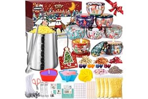 NEMMXUB Kit per Creare Candele, Set per Candele DIY, kit per la fusione di cera per principianti,Set Completo con Cera d’api Pura al 100%/50 Stoppini Cerato /8 Candele Barattoli/Coloranti ect,Set Reg