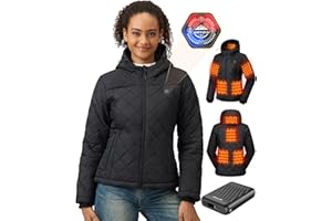 GOTOBI Veste Chauffante Femme Avec Batterie Incluse De 18400 Mah 12v, 8 Zones De Chauffage,Manteau Chauffant Femme Avec 3 Niveaux De Tempé pour activités en plein air