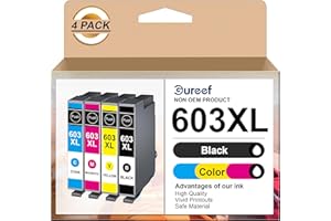 Gureef 603XL Ink Cartridges Multipack Replacement for Epson 603 XL for Expression Home XP-3100 XP-4100 XP-2100 XP-2105 XP-3105 Workforce WF-2810 WF-2830 WF-2835 WF-2850 Printer (B/C/M/Y, 4-Pack)