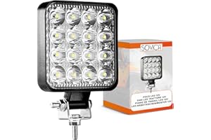 SOVICA Foco led 12v 24v aluminio abs 48W 16 led 6500K 10.5 cm 4.21" faros largo alcance para tractores