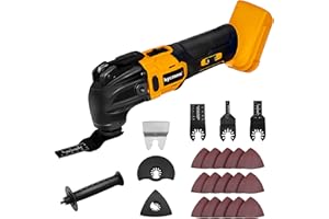 Byczone Outil oscillant pour batterie Dewalt 20 V, outil multifonction oscillant avec 21 accessoires, 6 vitesses 8 500 à 21 000 tr/min, outil multifonction sans fil pour gratter, coupe et ponçage