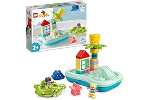 LEGO 10989 DUPLO Park Wodny, zabawki do kąpieli dla 2-latka i małych dzieci, z pływającą wyspą, żółwiem i rozgwiazdą, łatwe do czyszczenia zabawki wodne do wanny