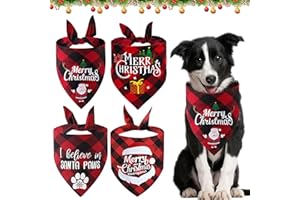 AUZLYA Hundehalstuch Weihnachten,4 Stücke Weihnachten Haustier Bandana Schal,Halstuch Hund Weihnachten,Classic Plaid Dreieck Lätzchen,für die Weihnachtsdekoration von Hunde Katzen