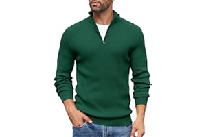 COOFANDY Maglione Uomo Invernale con Zip Maglione Uomo a Maglia con Zip 1/4 Morbido Pullover Dolcevita Classico Maglioni Invernali Regular Fit con Collo Alto