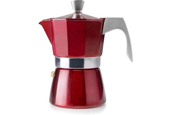 Ibili - Cafetière à Expresso Evva Red, 2 Tasses, 100 ml, Fonte D’Aluminium, Compatible avec les Plaques à Induction