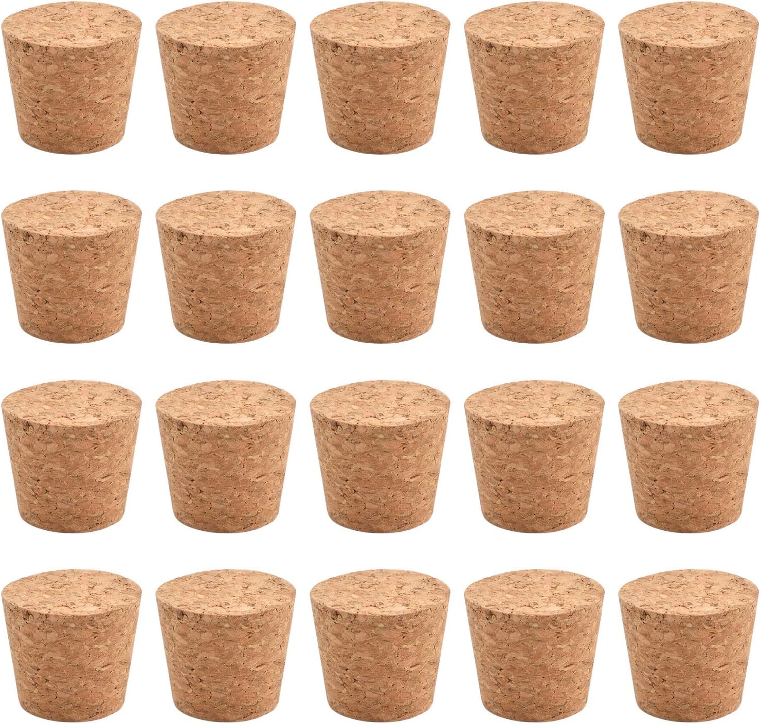 INCREWAY Corchos de madera blanda naturales, 20 piezas, tapones cónicos de corcho, tapones de vidrio grandes y pequeños para botellas de vino y cerveza