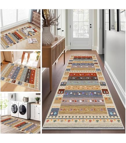Tapis Couloir Long Doux Antidérapant 80 x 400 cm Tapis Cuisine Devant Evier Lavable Tapis d' Entree Interieur, Tapis de Sol d'Entrée Intérieur, Tapis de Passage Couloir Cuisine pour Salon Chambre
