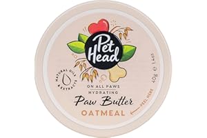 COMPANY OF ANIMALS PET HEAD Burro per zampette On All Paws alla farina d'avena 40 g, balsamo idratante per zampe e nasi morbidi e senza screpolature, vegan, a prova di leccate, formula delicata per cuccioli
