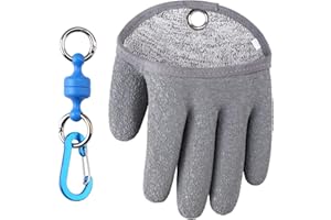 ‎TOPIND TOPIND Angelhandschuhe Jagdhandschuhe Wasserdicht Anti-Schnitt Handschuh PE Draht gewebt Latex Fisch Fang Handschuhe mit Magnet Freigabe Angelkleidung M L XL