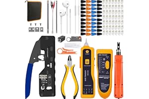 MAYLINE-TECH MAYLINE Cat5e Réseau d'Outils Testeur de Network Câble Kit, Ensemble d’Outils de Réseau, Pince à Sertir de Fil RJ45 RJ11 RJ12 Cat7 Cat6, LAN Réparation de/Maintenance(Gris)
