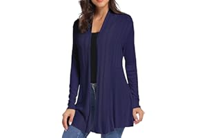 iClosam Women's Cardigans Knitted Open Front Long Sleeve Casual Lightweight Cardigan Flowy Ruffle Sweater