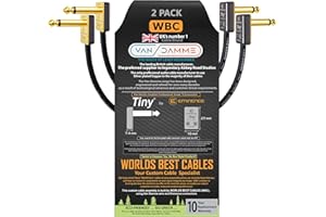 WORLDS BEST CABLES Van Damme Pro Grade Classic XKE - 2 unità - 25 CM - Premium placcato argento OFC, flessibile schermato chitarra strumento basso effetti pedale patch cavo w/Eminence Tiny placcato oro angolo TS