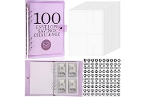 KINWODON 100 Envelopes Saving Challenge Binder, 25 Envelope Budget Binder Money Saving Wallet Cash Stuffing Budget Wallet Organizer for Budgeting and Saving Money