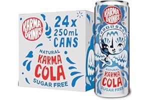 Karma Drinks Sugar Free Karma Cola - 24 x 250ml Cans - Natural Fizzy Soft Drinks, Fairtrade, Organic & Vegan