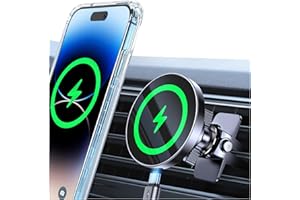 COOLPOW 15W Cargador Magsafe Coche Inalámbrico,Carga Rápida Soporte Movil Coche Magnético Cargador Inalambrico Coche para Salpicadero【Ultra Imán】 Soporte Movil Auto Iman para iPhone 16 15 14 13 12 Series