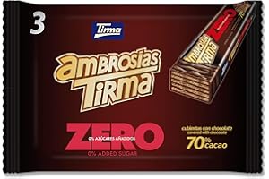 ‎TIRMA Tirma Waffeln dunkler Schokolade 70% Kakao | Ohne Zuckerzusätze| Geeignet für Keto-Diät | Kohlenhydratarme | für Diabetiker| Multipack Schoko-Waffelriegel | 3 Stück| 64.5 g