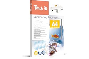 ‎PEACH Peach Laminierfolien A4 - 125 mic - 100 pouches - glänzend - Premiumqualität für beste Laminierergebnisse - geeignet für alle Laminiergeräte - PP525-02