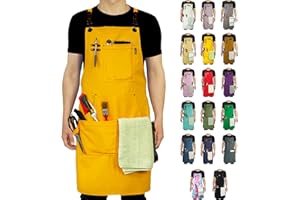 Stenffy Kitchen Apron, Cotton Canvas, Adjustable Cross Back, Artist, Painting, Carpenter Work Apron for Men, Women, Plus Size
