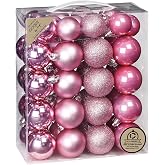 Christmas Baubles Plastic 4 cm - 5 cm Set of 44 Christmas Tree Baubles Pink Mix