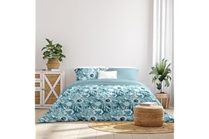 Ruggeri - Parure Copripiumino Matrimoniale - 100% Morbida Flanella di Alta Qualità | 2 Federe Double + 1 Copripiumino Double | Lenzuola Calde per l'inverno in microfibra - Everyday (Azzurro Fiorito)