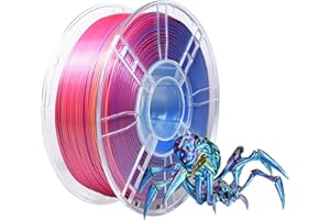 iBOSS Filamento PLA + triplo colore in seta, 1,75 mm, filamento per stampante 3D PLA Plus +/-0,02 mm, 1 kg/bobina, superficie lucida, seta rossa, giallo e blu