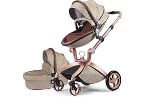 通用 Hot Mom Kombikinderwagen mit Buggyaufsatz und Babywanne Travelsystem Funktion new 2021 (Mehrfarbig)