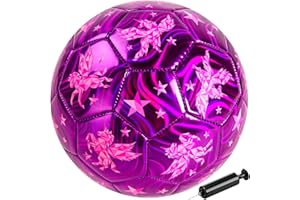 INPODAK Taille 2 Ballon de Football,Football Licorne Violette,Ballons pour Tout-petits,Ballon avec Pompe,Ballons de Jeu pour le Jardin,Petits Footballs pour 2,3,4,5,6 ans,Cadeau pour Garçons et Filles