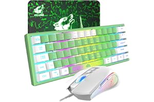 ZIYOU LANG Pc Tastatur Maus mit Kabel, mäuse, tastaturen & eingabegeräte, Gaming-Tastatur-Maus mechanische Feel, Tastatur Maus bis zu 3600 DPI, optische 7 Tasten PC, Laptop, Computer, Grün