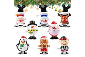 Kuvarix Lot de 8 Jouets à Remonter de Noël,Jouets à Remonter de Noël pour Enfants Livré avec 1 Sac en Velours Rouge, Crackers Noel a Remplir Petits Cadeaux de Table Noel